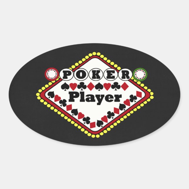 Poker Player Oval Sticker (Front)