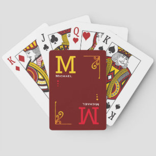 Poker Player Personalised DarkRed Monogram Playing Cards