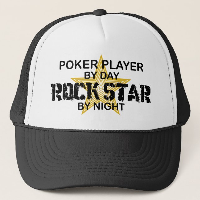 Poker Player Rock Star by Night Trucker Hat (Front)