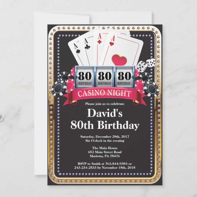 Poker Playing Card Casino Birthday invitation (Front)