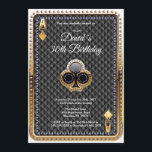 Poker Playing Card Casino Birthday Invitation<br><div class="desc">Poker Playing Card Casino Gold birthday invitation. Casino theme gold glitter invite,  Black Clubs Poker. 18th 20th 21st 30th 40th 50th 60th 70th 80th 90th 100th,  Any age. For further customisation,  please click the "Customise it" button and use our design tool to modify this template.</div>