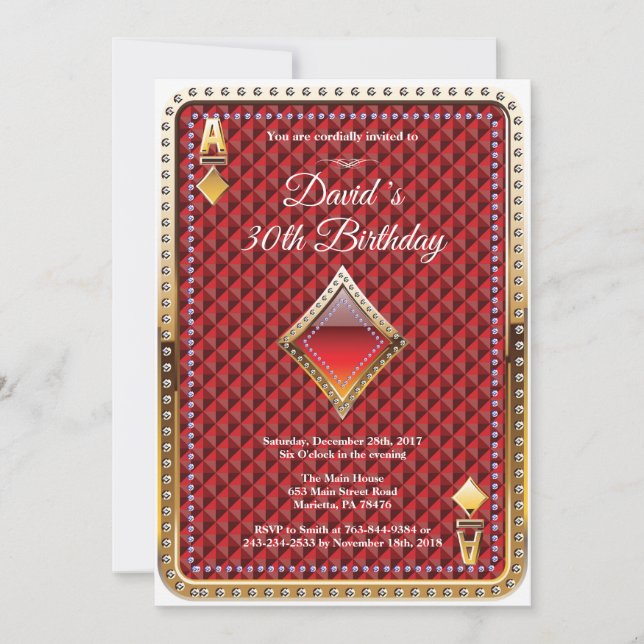 Poker Playing Card Casino Birthday Invitation (Front)