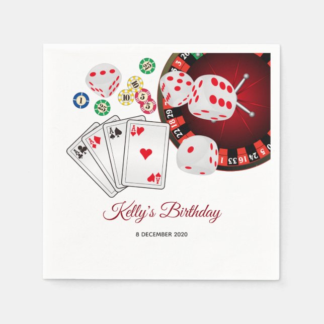 Poker Playing Card, casino, Cocktail Paper Napkins (Front)