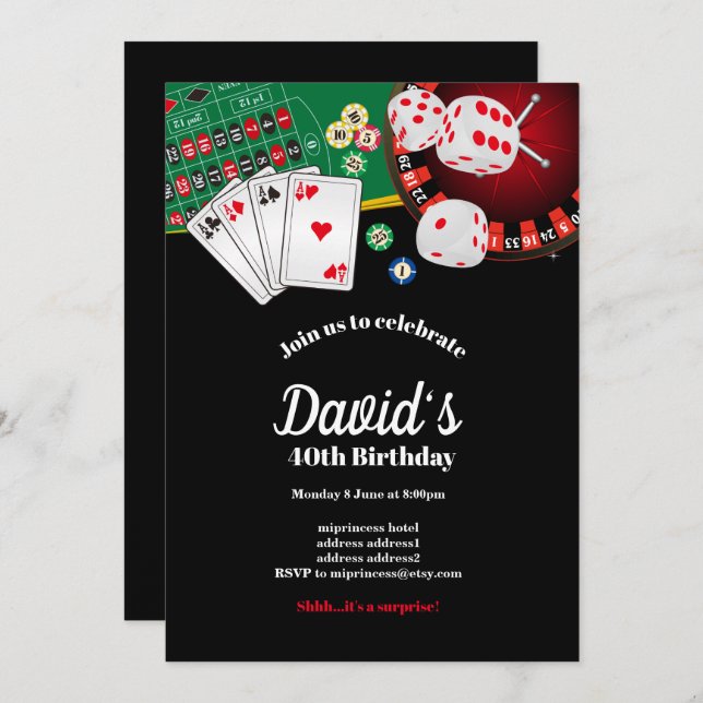 Poker Playing Card, casino party invite (Front/Back)