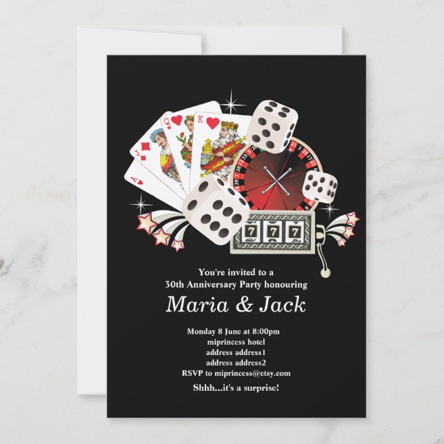 Poker Playing Card, casino party invite (Front)