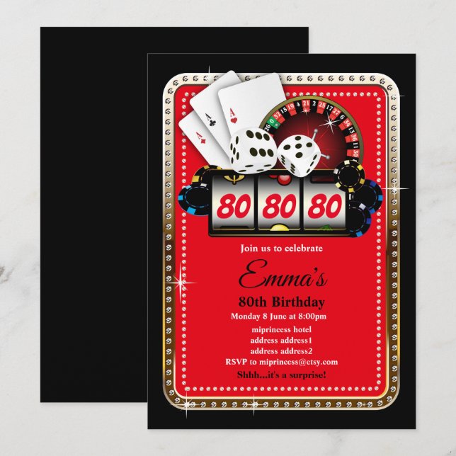 Poker Playing Card, casino party invite (Front/Back)