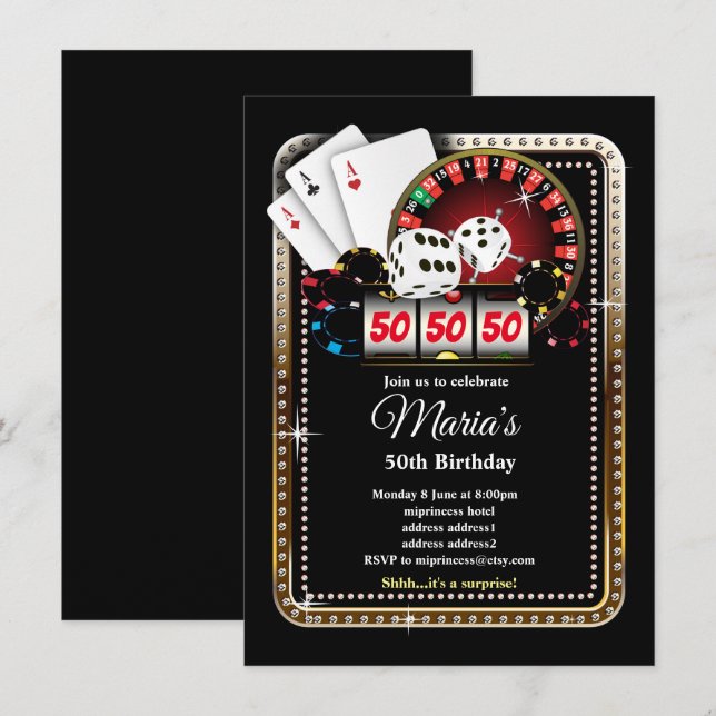Poker Playing Card, casino party invite (Front/Back)