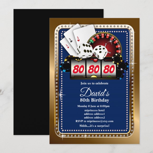 Poker Playing Card, casino party invite (Front/Back)