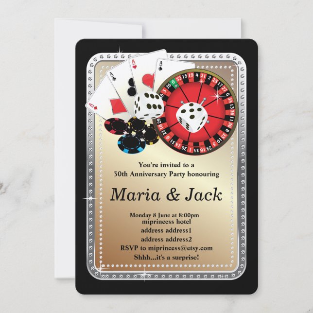 Poker Playing Card, casino party invite (Front)