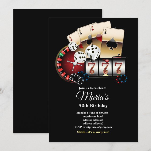 Poker Playing Card, casino party invite (Front/Back)