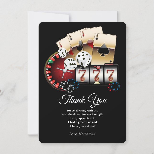 Poker Playing Card, casino Thank you card (Front)