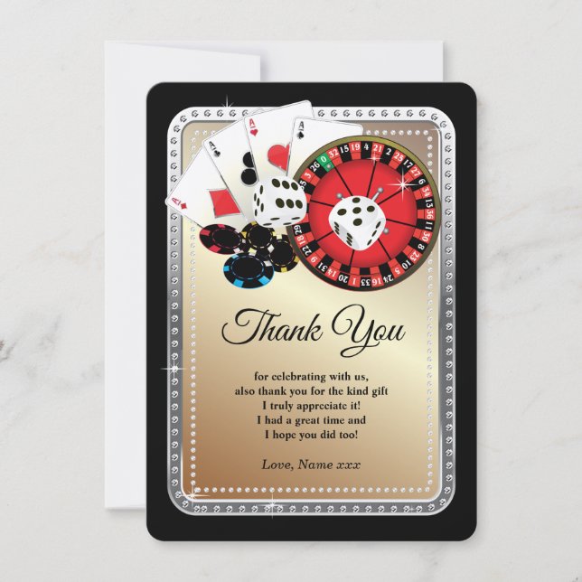 Poker Playing Card, casino Thank you card (Front)
