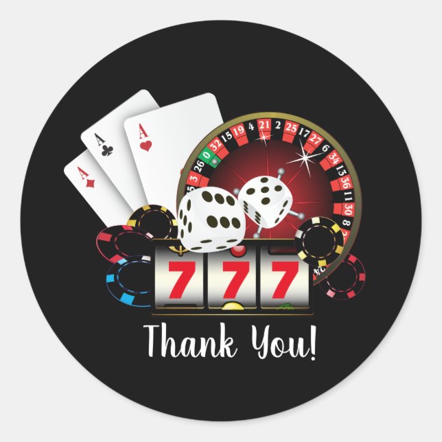 Poker Playing Card, casino,   thank you stickers (Front)