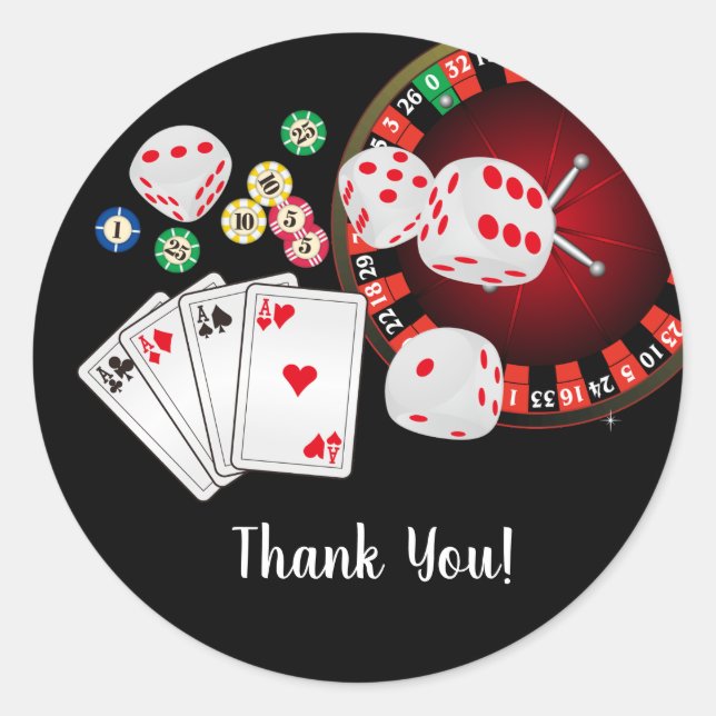 Poker Playing Card, casino,   thank you stickers (Front)