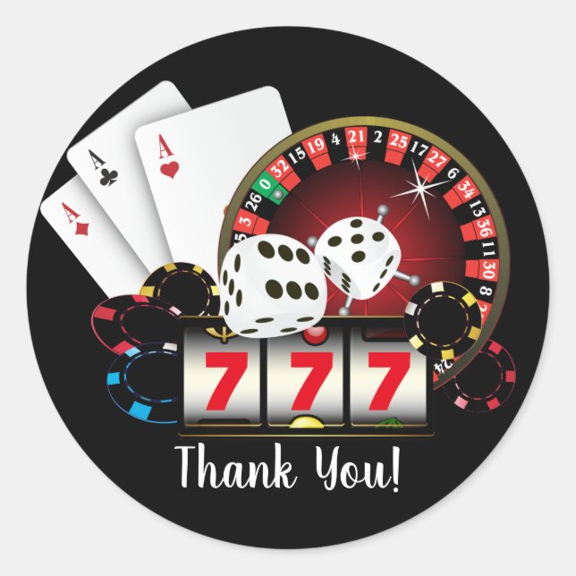 Poker Playing Card, casino,   thank you stickers (Front)