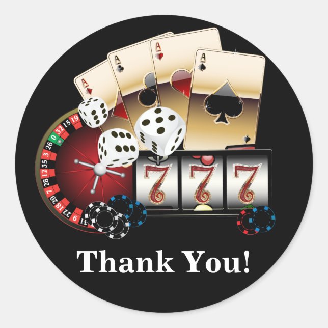 Poker Playing Card, casino,   thank you stickers (Front)