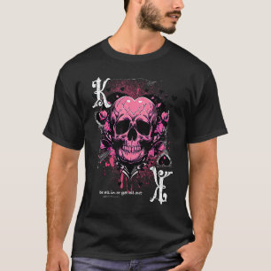 Poker Playing Card  King Of Hearts Skull     T-Shirt