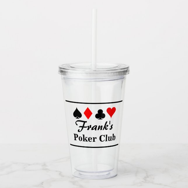 Poker playing card symbols custom tumbler glass (Front)