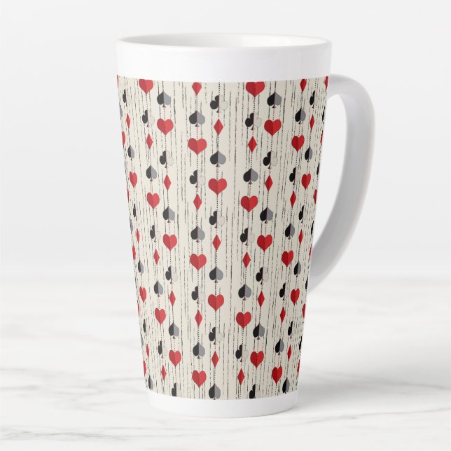 Poker Playing Card Symbols Latte Mug (Right Angle)