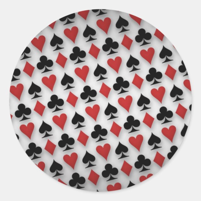Poker Playing Cards Pattern Design Classic Round Sticker (Front)
