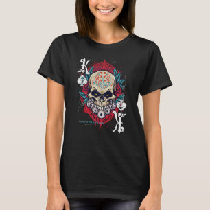 Poker Playing Sugar Skull Spades King Dia De Muert T-Shirt