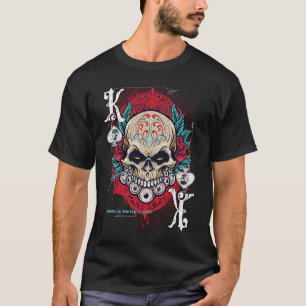 Poker Playing Sugar Skull Spades King Dia De Muert T-Shirt