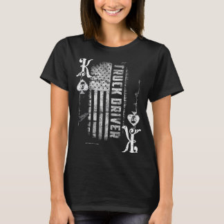 Poker Playing Truck Driver USA Flag Spades King Tr T-Shirt