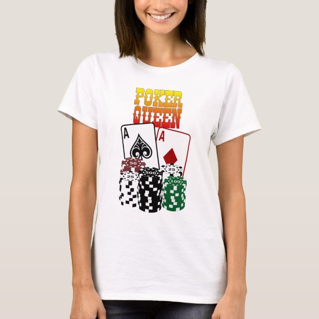 Poker Queen - Two Aces and Chips T-Shirt (Front)