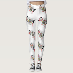 Poker Queens Logo, Ladies White Pattern Leggings