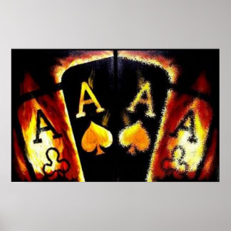 Poker Reflections Flaming Poker Aces by Teo Poster