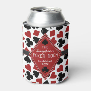 Poker Room Casino Card Suits Personalised Club Can Cooler