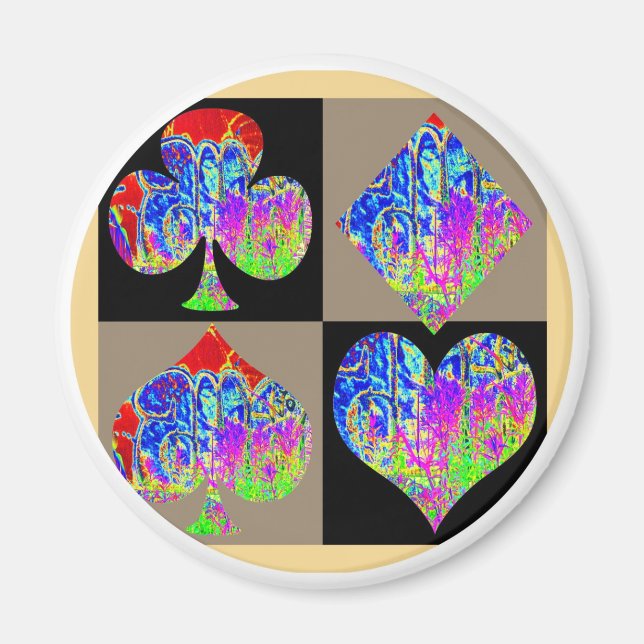 Poker Set Graffiti Lovers Round Magnet (Front)