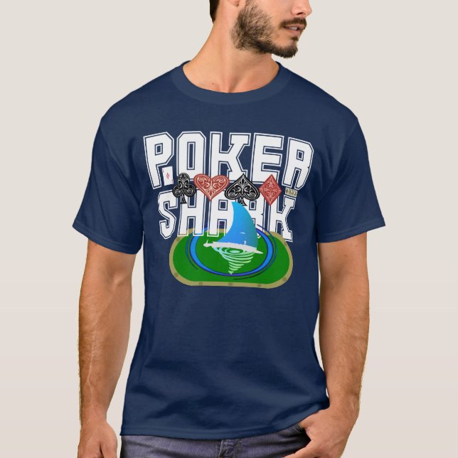 Poker Shark Table Top Grinder Typography T-Shirt (Front)