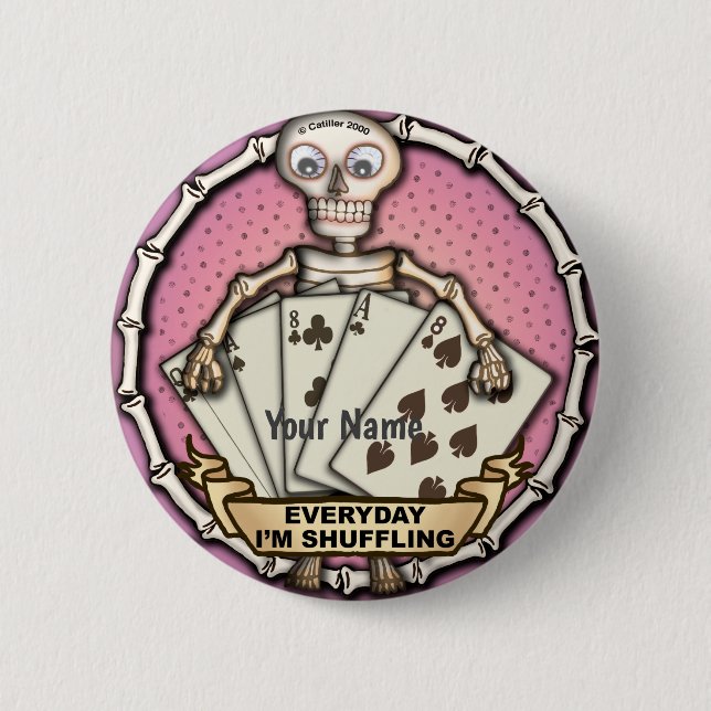 Poker Skeleton Gambler  pin button (Front)