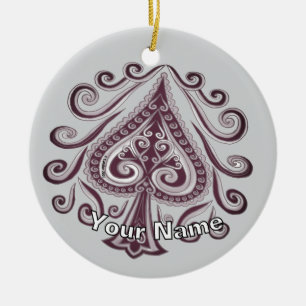 Poker Spades  Ceramic Tree Decoration