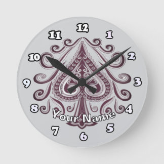Poker Spades Round Clock