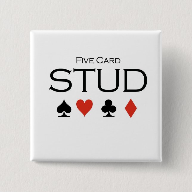 Poker T-shirts: "Five card stud" 15 Cm Square Badge (Front)