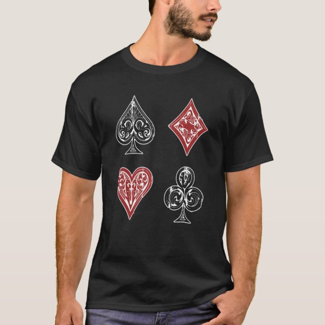 Poker Texas Hold'em Card Suits  Gambling Casino Ga T-Shirt (Front)