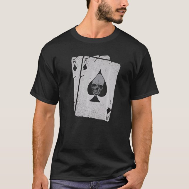Poker Texas Hold'em  Cards Skull Gambling Casino G T-Shirt (Front)