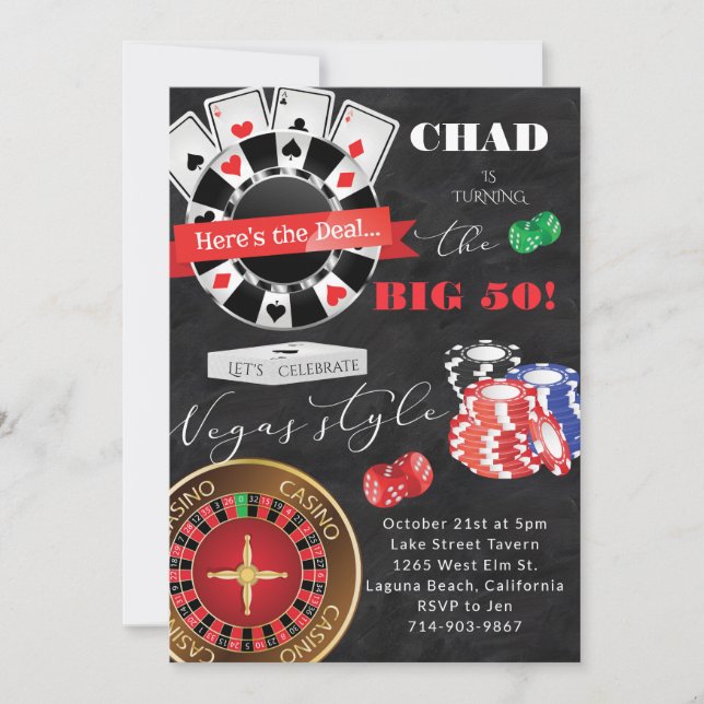 Poker Theme Birthday Party Casino Invitation (Front)