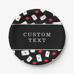 Poker Themed Playing Card & Red Diamond Mens Name  Paper Plate