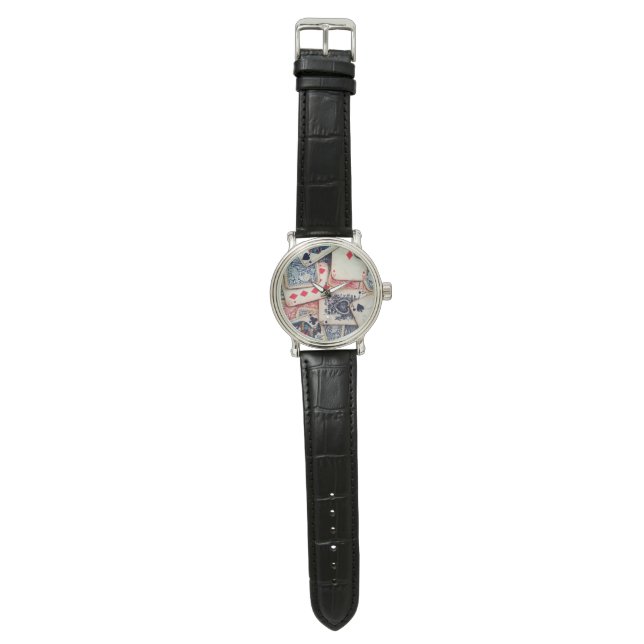 "Poker" Vintage Leather Watch (Flat)