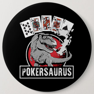 Pokersaurus Casino Poker T Rex Dinosaur Gambling G 6 Cm Round Badge