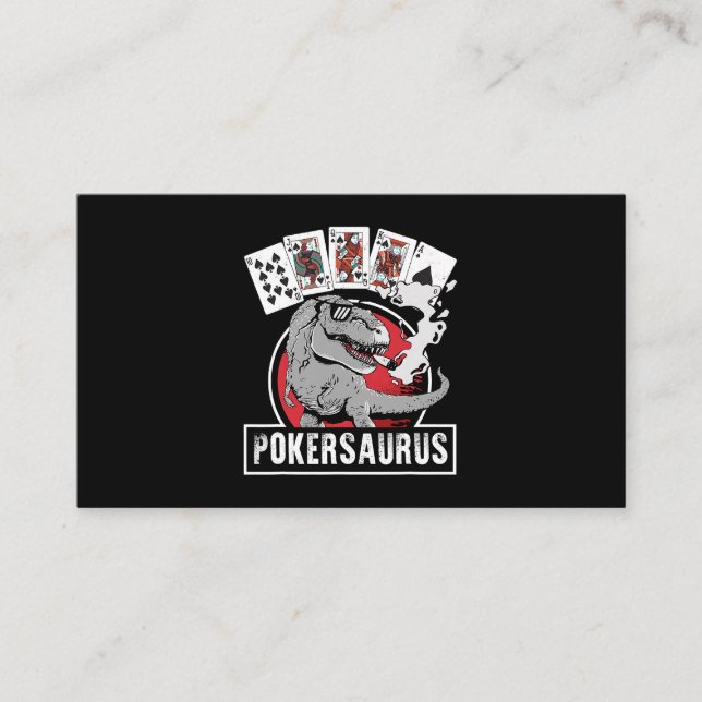 Pokersaurus Casino Poker T Rex Dinosaur Gambling G Business Card (Front)