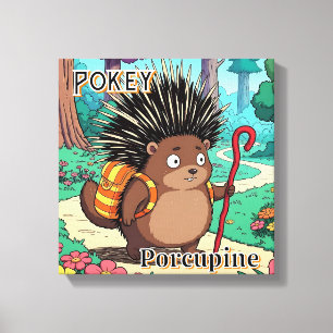 Pokey Porcupine    Cute Cartoon Kid's Nursery Art Canvas Print