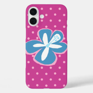 Pokii Hawaiian Cut Out Hibiscus Polka Dot Pink iPhone 16 Plus Case