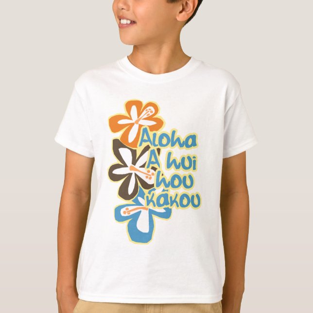 Pokii Hawaiian Floral Aloha Design T-Shirt (Front)