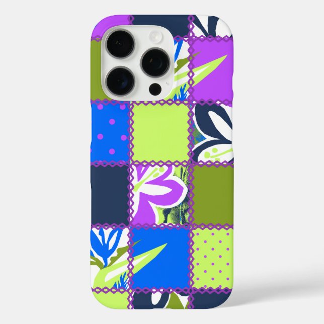 Pokii Hawaiian Floral and Dot Patchwork Violet Case-Mate iPhone Case (Back)
