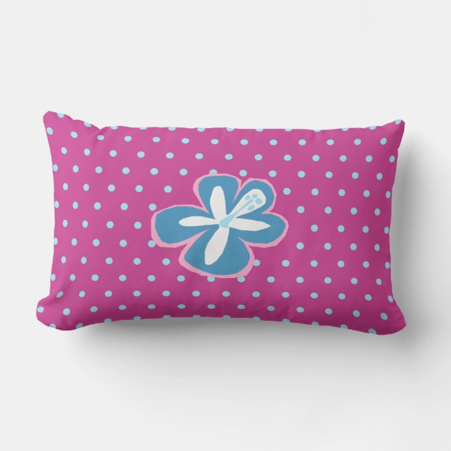 Pokii Hawaiian Hibiscus Reversible Lumbar Pillows (Front)