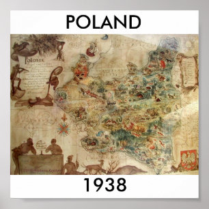 POLAND 1938 MAP POSTER